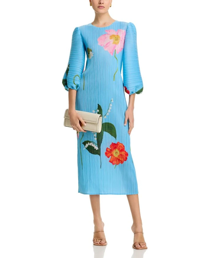 Crinkled Puff Sleeve Dress