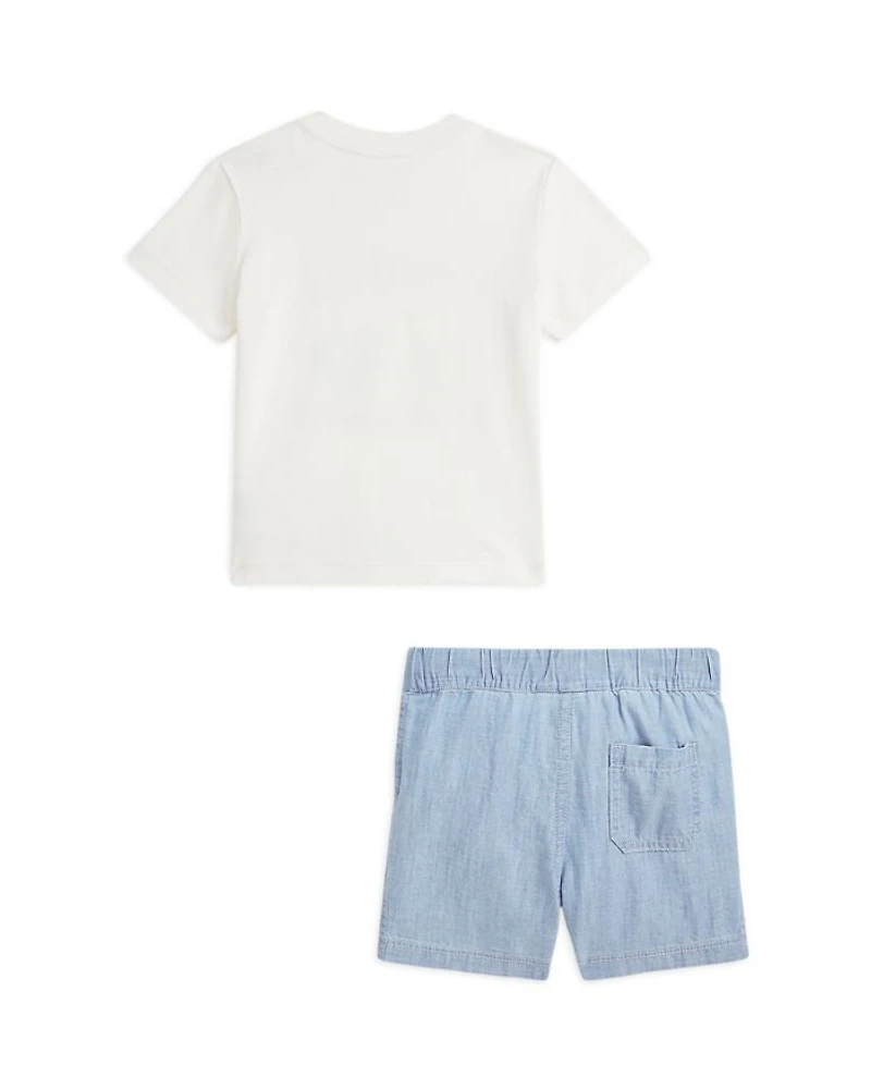 Boys' Logo Cotton Tee & Chambray Short Set - Baby