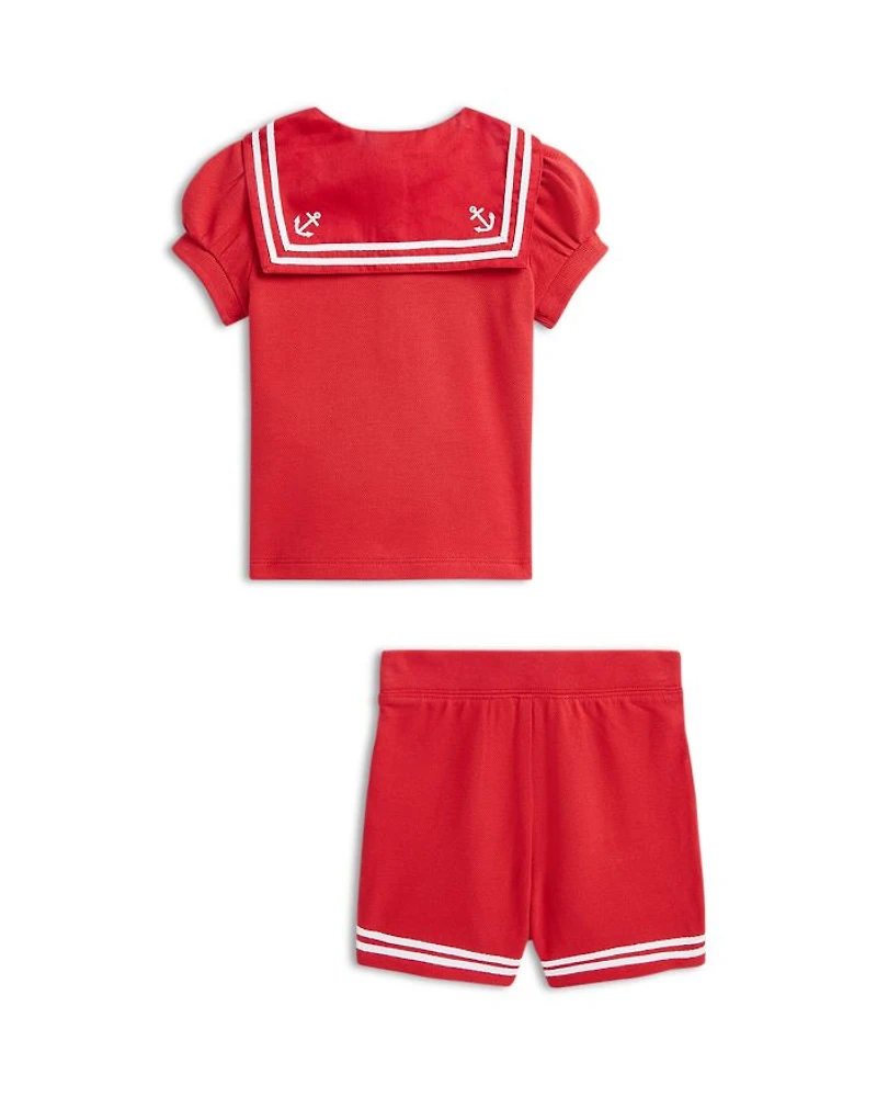 Girls' Mesh Sailor Polo Shirt & Short Set - Baby