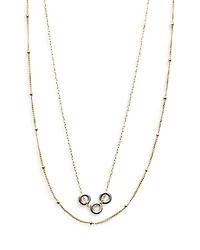 18K Gold Plated Sterling Silver Ring Pendant Layered Necklace, 18"