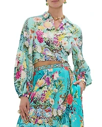 Linen Cropped Wrap Shirt