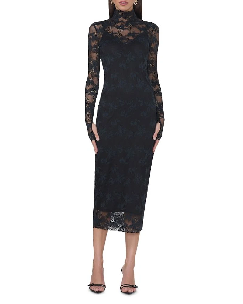 Shailene Leaf Lace Midi Dress