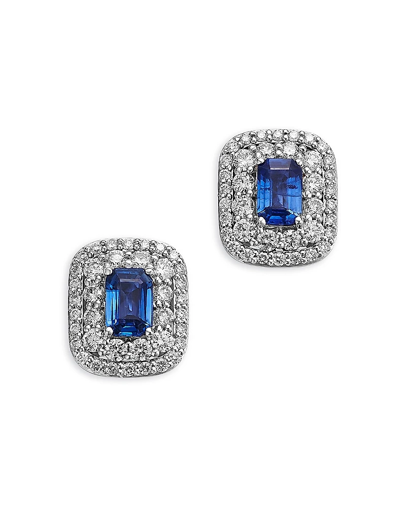 Bloomingdale's Fine Collection Sapphire & Diamond Double Halo Statement Stud Earrings