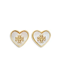 Kira Mother Of Pearl Heart Stud Earrings in Gold Tone