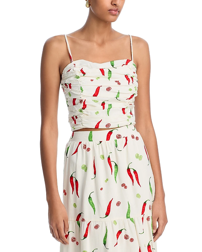 Aqua Chili Pepper Ruched Tank Top - Exclusive