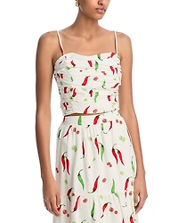 Aqua Chili Pepper Ruched Tank Top - Exclusive