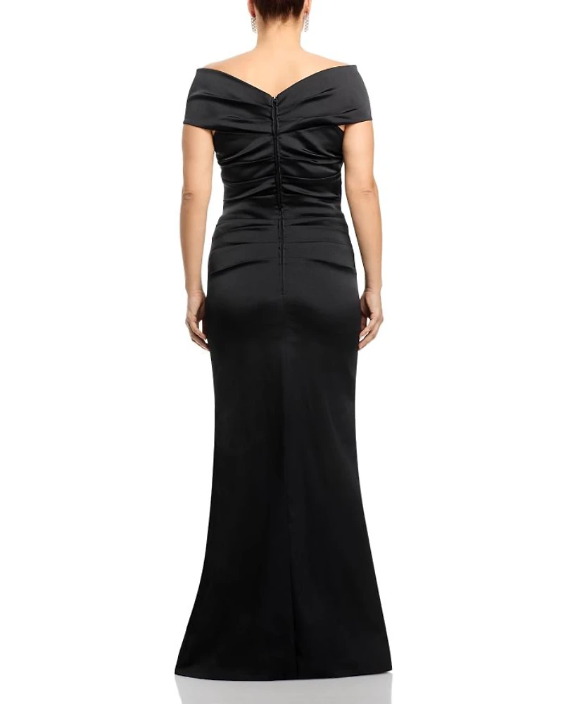 Satin Stretch Off The Shoulder Gown