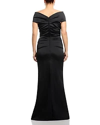Satin Stretch Off The Shoulder Gown
