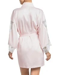 Stretch Matte Satin Two Tone Lace Wrap Robe
