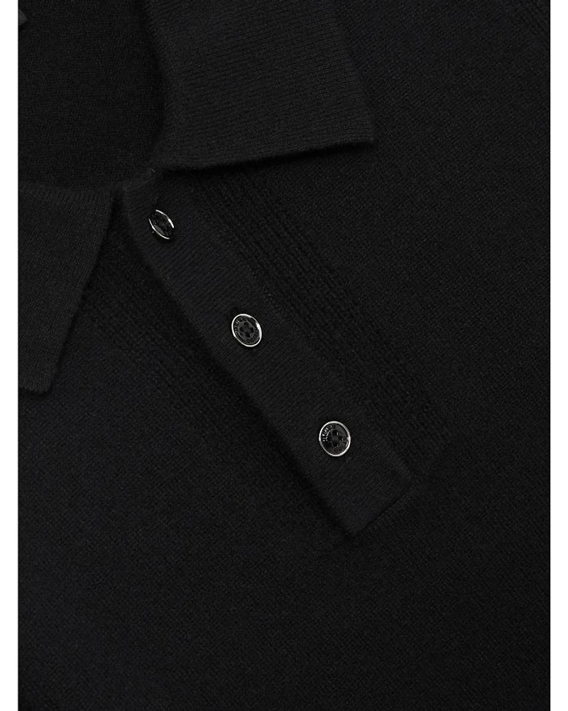 Kingsley Regular Fit Textured Long Sleeve Wool Polo