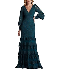 Tadashi Shoji Aponi Tiered Embroidered Gown