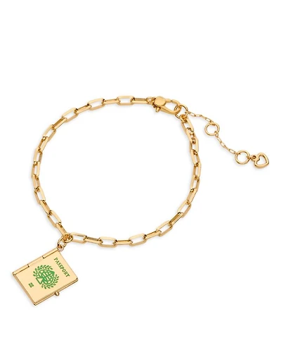 Passport Charm Link Bracelet in Gold Tone