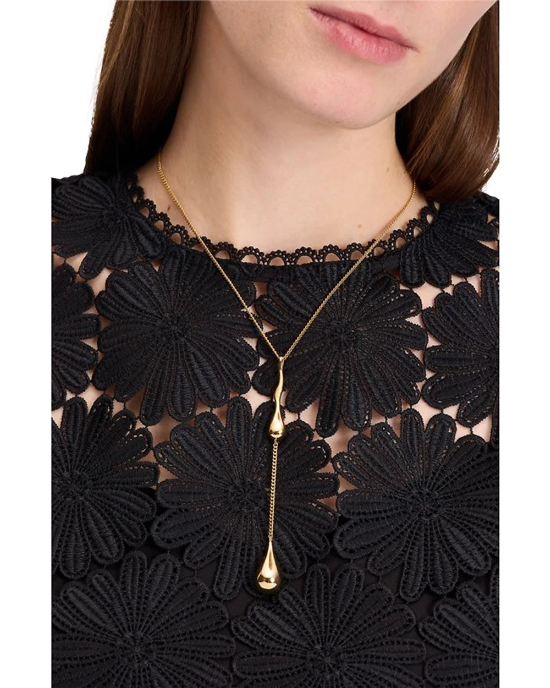 Molten Lariat Necklace in Gold Tone