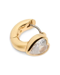 Keep Sparkling Stone Heart Huggie Hoop Earrings Gold Tone