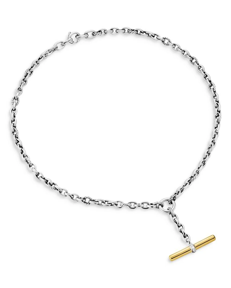 Mercer Petite Toggle Chain Necklace Sterling Silver and 18K Yellow Gold with Diamonds, 4.5mm