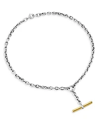 Mercer Petite Toggle Chain Necklace Sterling Silver and 18K Yellow Gold with Diamonds, 4.5mm