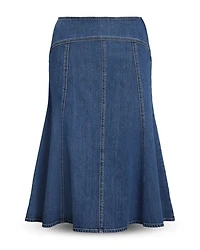 Paneled Denim A Line Skirt