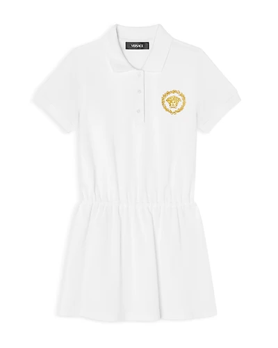 Versace Girls' Piquet Medusa Alloro Print Dress - Little Kid, Big Kid