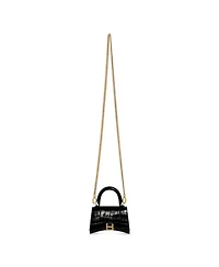 Hourglass Mini Handbag with Chain Crocodile Embossed
