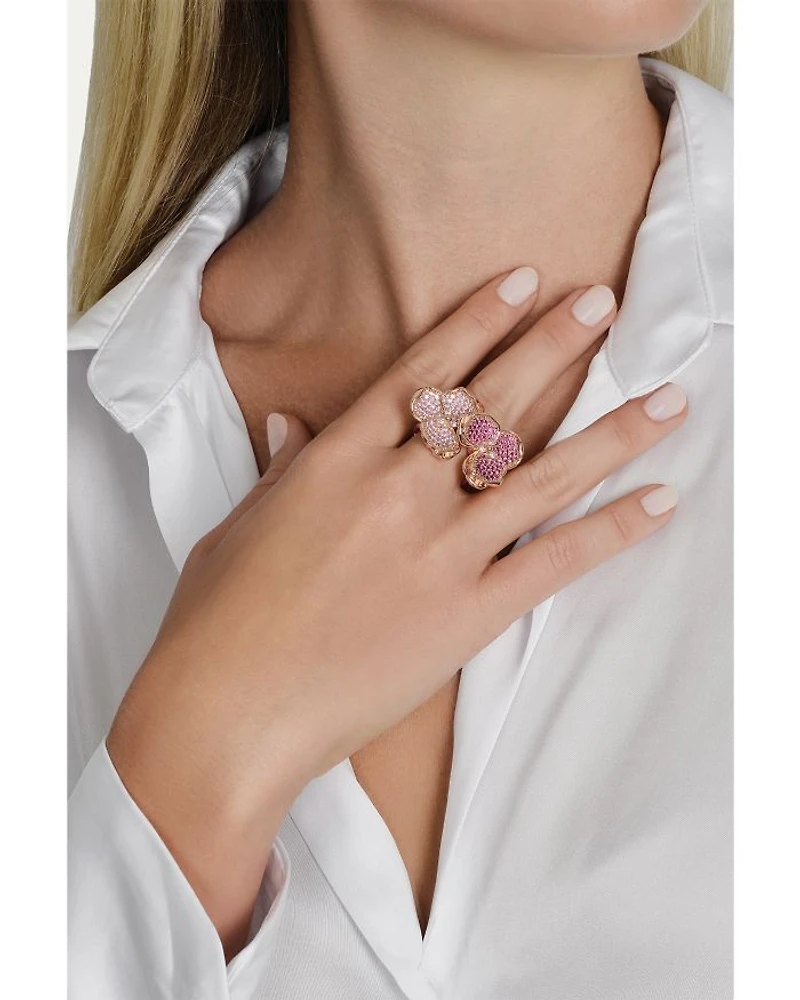 Pavé Double Orchid Ring 18K Gold Plated
