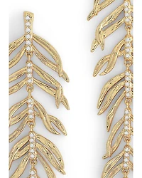Pavé Palm Leaf Linear Drop Earrings in 18K Gold Plated