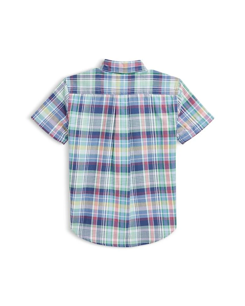 Boys' Plaid Cotton Oxford Short Sleeve Shirt - Little Kid