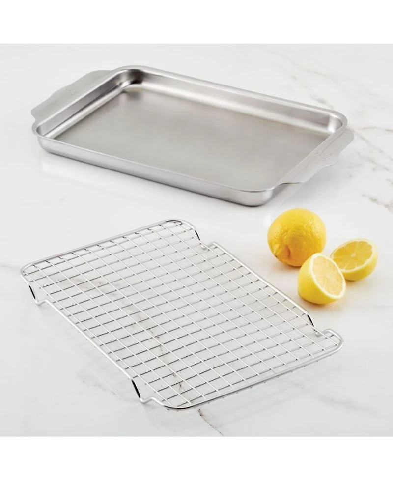 OvenBond® 9" x 12" Tri-ply Clad Stainless Steel Quarter Sheet Pan with Rack