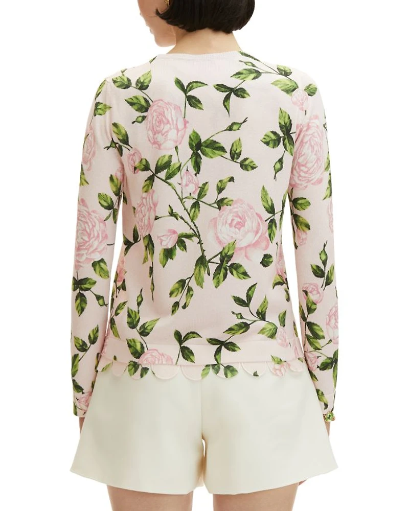 English Rose Print Cardigan