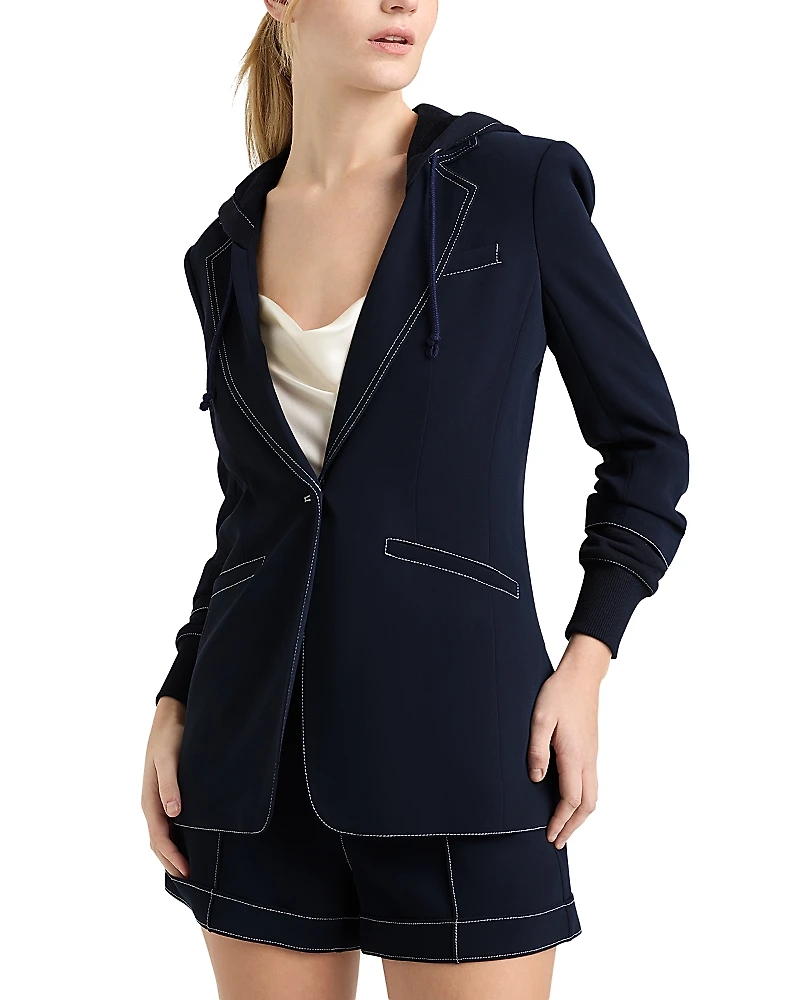 Cinq a Sept Khloe Topstitch Hooded Blazer