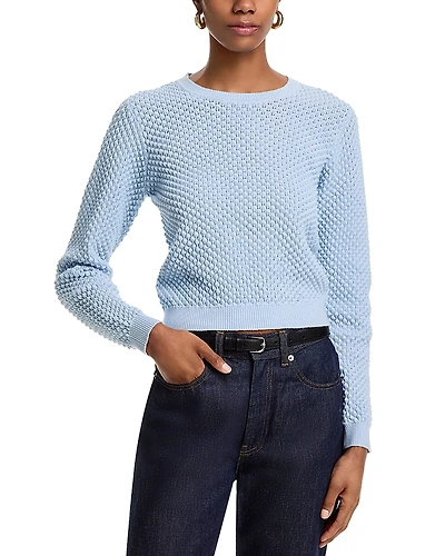 Aqua Long Sleeve Popcorn Stitch Sweater - Exclusive