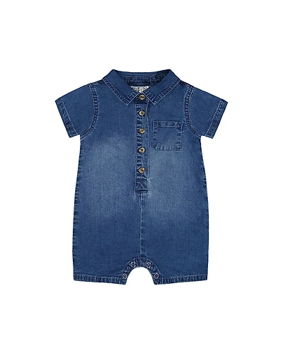Deux par Boys' Denim Romper Dark One-Piece - Baby