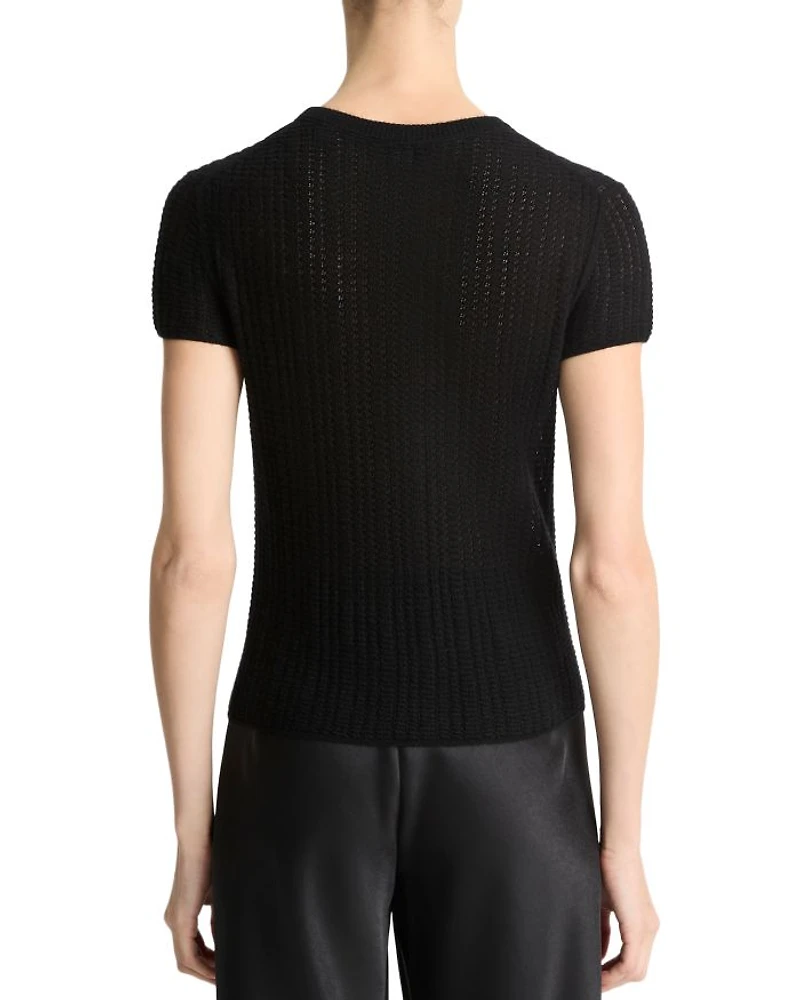 Waffle Knit Short Sleeve Sweater