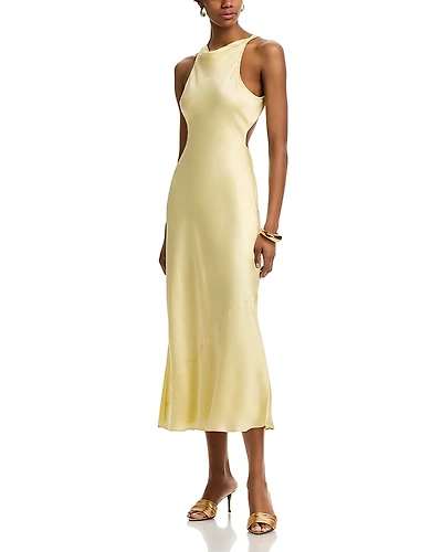 Danielle Guizio Lina Yellow Midi Dress