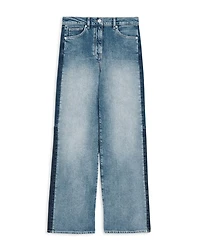 Briar High Rise Contrast Panel Wide Leg Jeans Light Blue