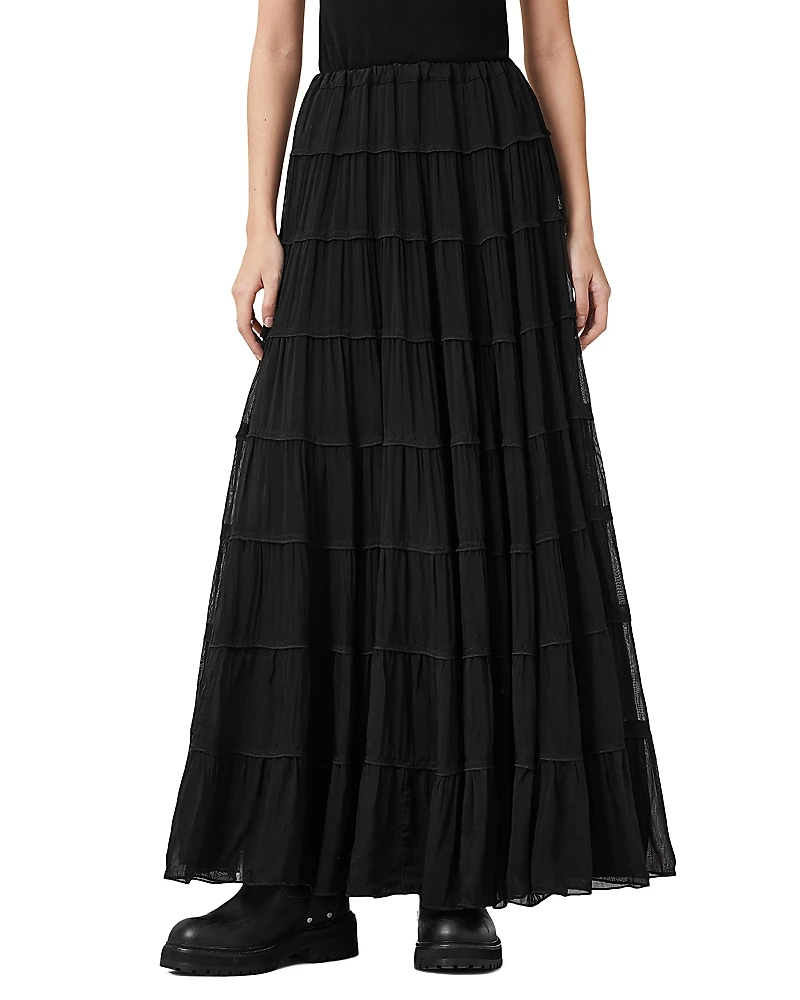 Allsaints Eva Tiered Maxi Skirt