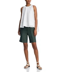 Gathered Cotton Poplin Tunic Top