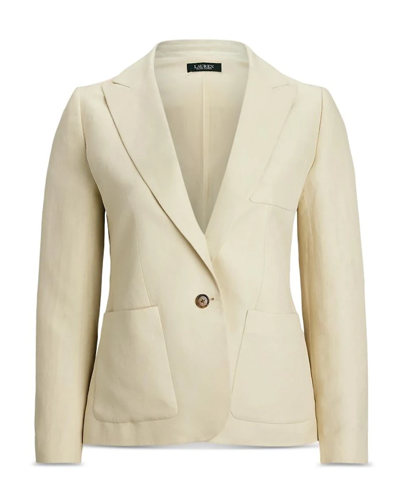 Plus Linen Blend Twill Blazer