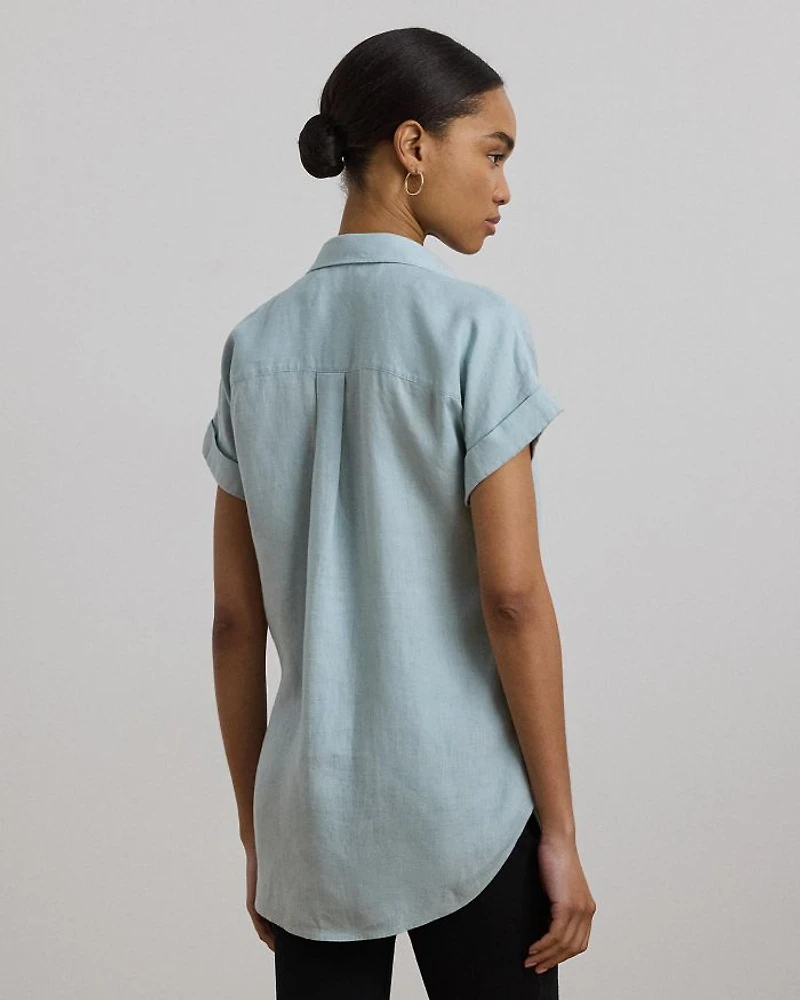 Linen Dolman Sleeve Button Down Shirt, Regular & Petite