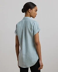 Linen Dolman Sleeve Button Down Shirt, Regular & Petite