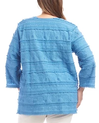 Plus Three Quarter Sleeve Embroidered Tunic