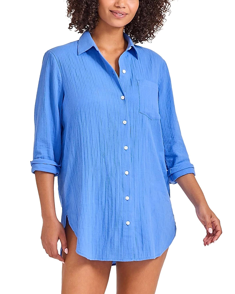 Tommy Bahama Bella Breeze Boyfriend Shirt Swim Cover-Up