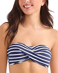 Coastline Stripe Twist Bandeau Bikini Top