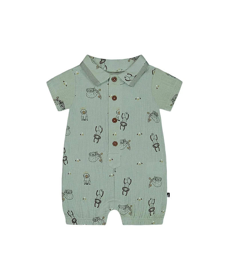 Deux par Deux Boys' Printed Muslin Romper - Baby