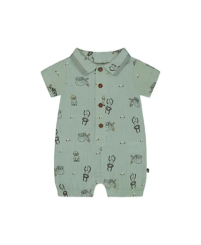 Deux par Deux Boys' Printed Muslin Romper - Baby