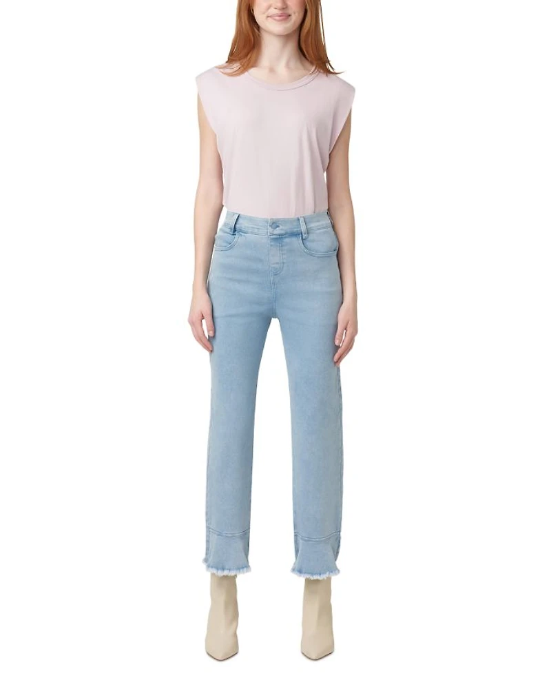 High Rise Ruffle Hem Skimmer Jeans