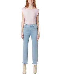 High Rise Ruffle Hem Skimmer Jeans