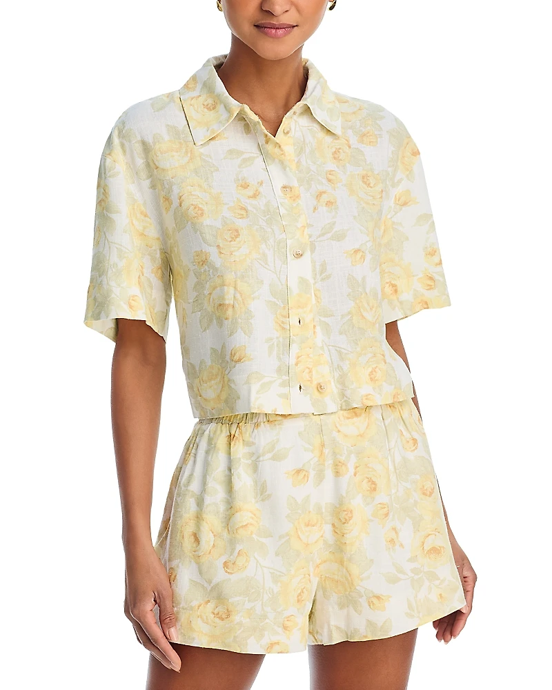 Aqua Rose Button Down Shirt - Exclusive