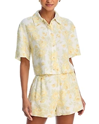 Aqua Rose Button Down Shirt - Exclusive