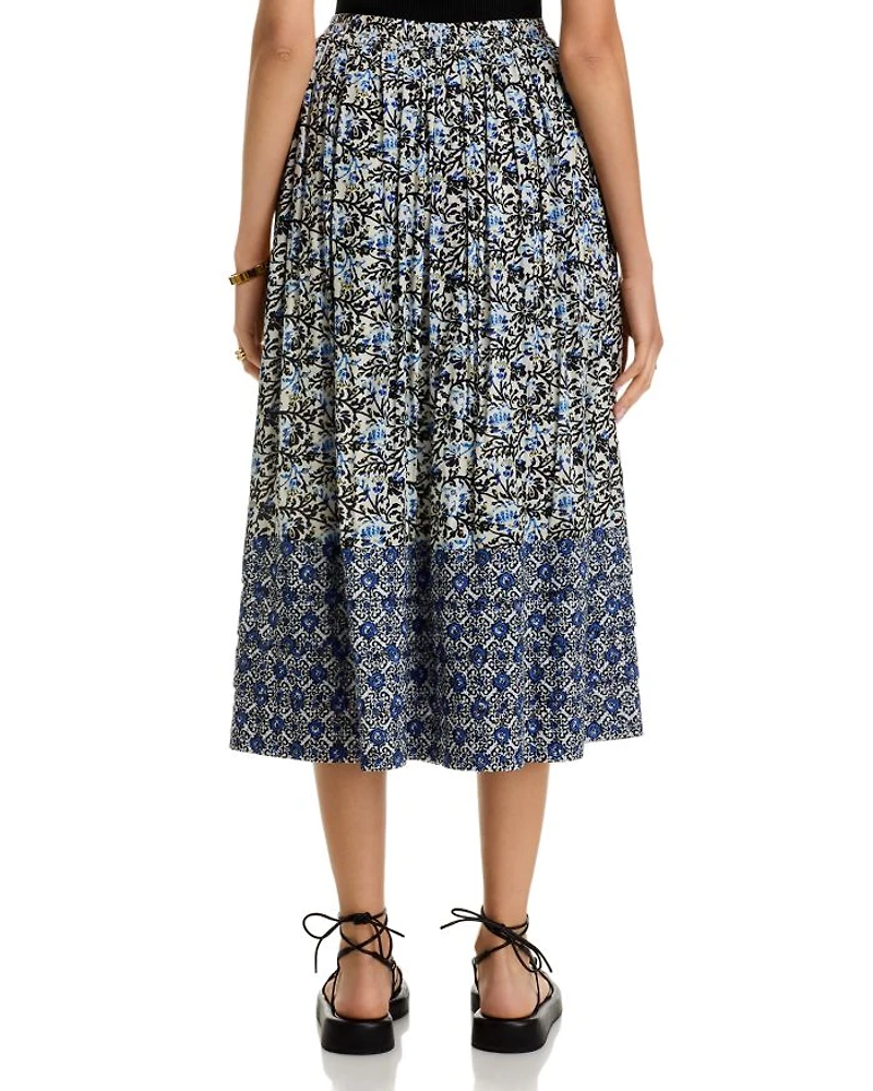 Blue Vine Midi Skirt
