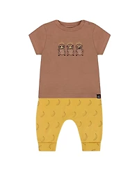Deux par Deux Boys' Printed Organic Cotton Top and Pant Set - Baby